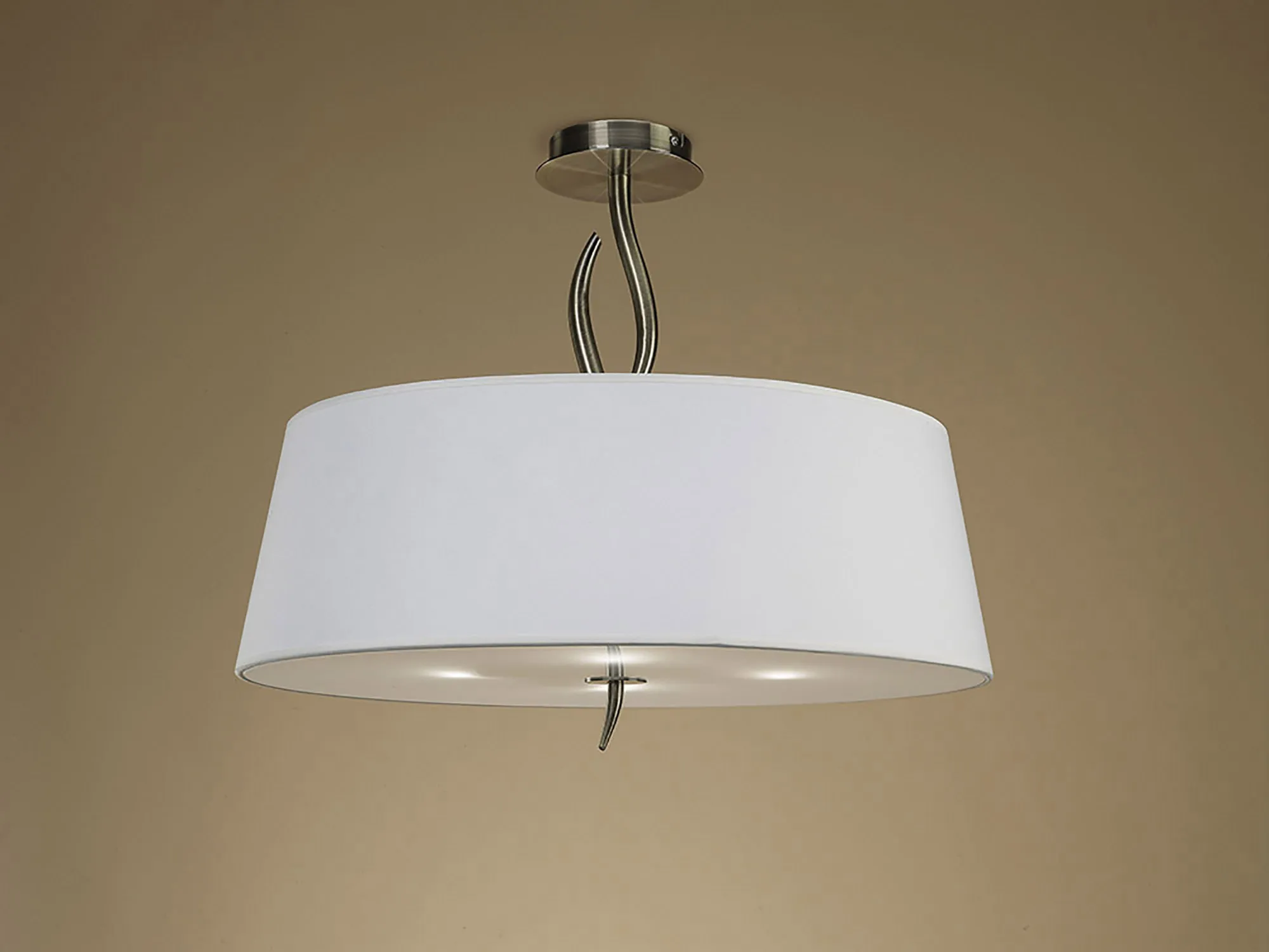 Ninette Antique Brass-Ivory White Ceiling Lights Mantra Semi Flush Fittings Ninette Antique Brass-Ivory White Ceiling Lights Mantra Semi Flush Fittings